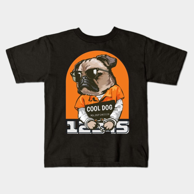 COOL DOG Kids T-Shirt by irvtolles